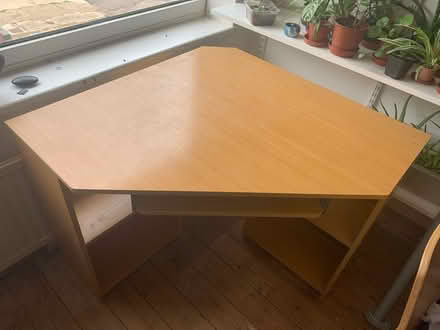 Photo of free Small corner desk, pine veneer (Letchworth SG6) #1