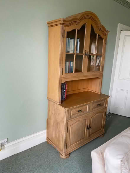 Photo of free Oak or oak veneer bookcase/ dresser (Garston L19) #1