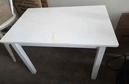 Photo of free Small child's white wooden table (Little Heath RG31) #1