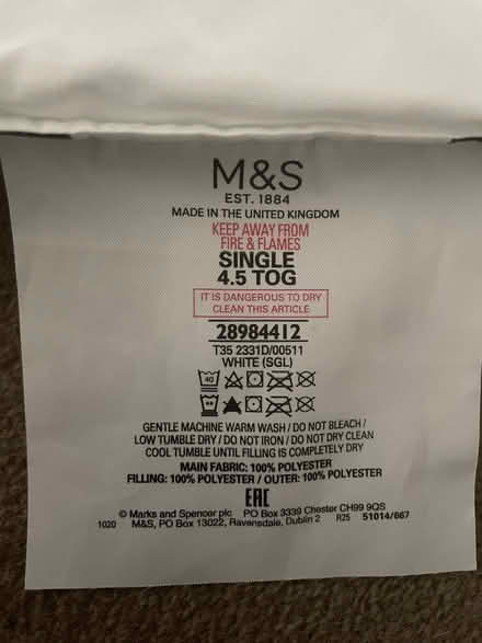 Photo of free M&S Single Duvet (Maida Vale W9) #1