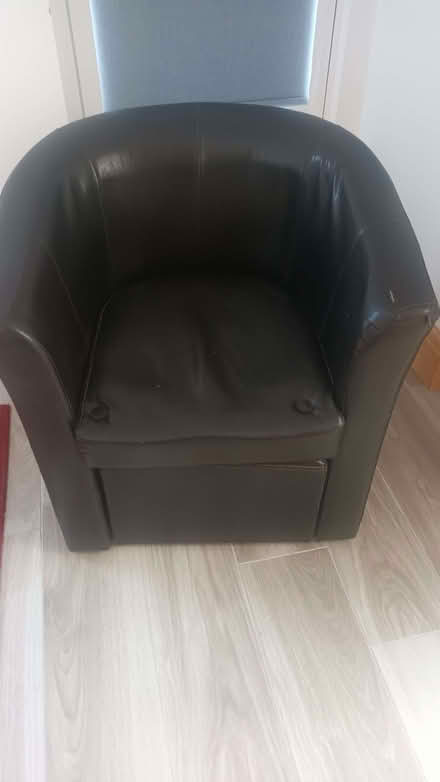 Photo of free Leather effect bucket chair and foot rest (Crosspool S10) #2