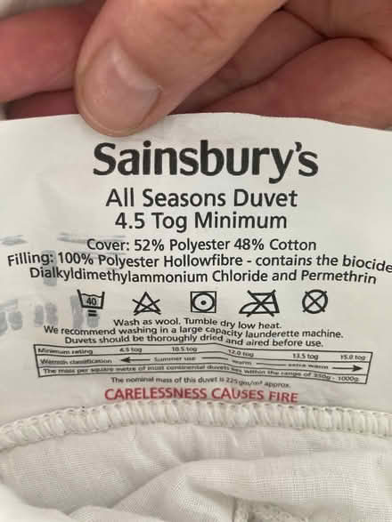 Photo of free All seasons single duvet (Loughton IG10) #2