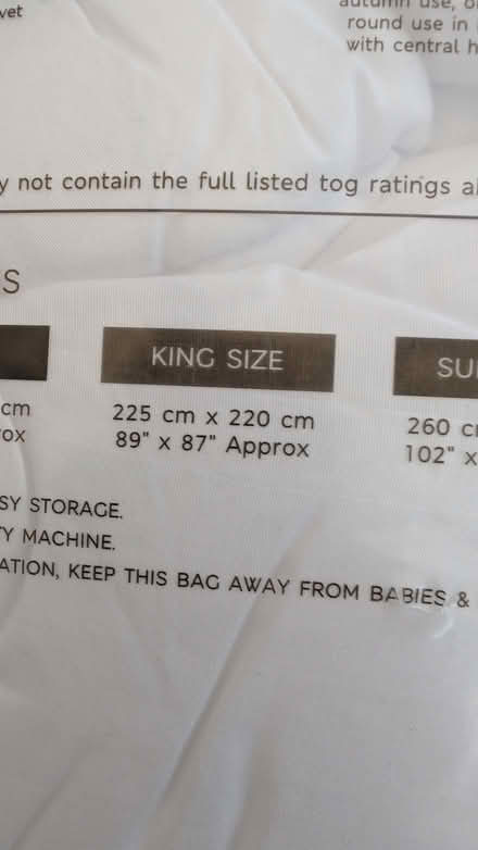 Photo of free Kingsize Duvet 10.5 TOG (Southport PR8) #3
