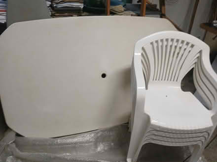 Photo of free Large plastic table and 4 chairs (Ilkley LS29) #1