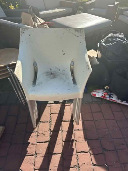 Photo of free 6 White All Weather Chairs (North Waltham) #1