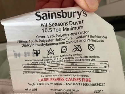Photo of free All seasons single duvet (Loughton IG10) #1