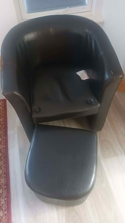 Photo of free Leather effect bucket chair and foot rest (Crosspool S10) #1