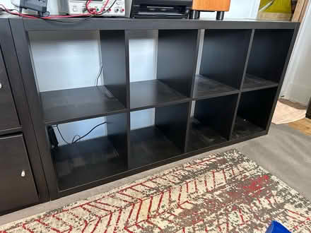Photo of free 3 x IKEA Kallax storage units in black. 1 unit has 4 x door (Elmers End BR3) #1