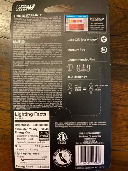 Photo of free 3 Candelabra light bulbs (Cabin John near Bethesda) #3