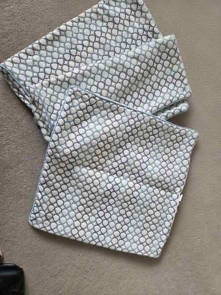 Photo of free 3 white/teal cushion covers (Little Heath RG31) #1