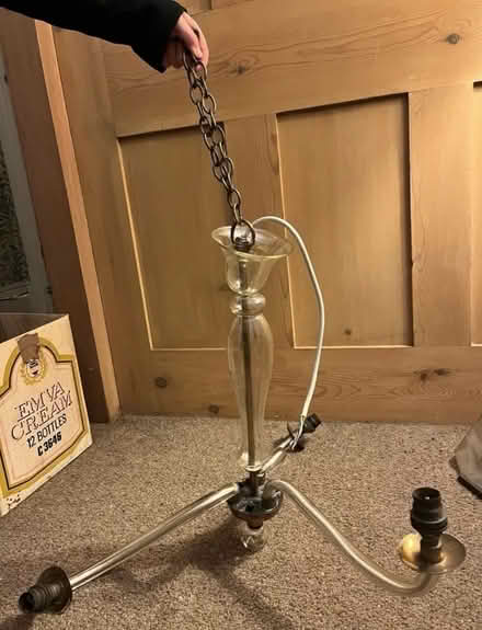 Photo of free Broken vintage glass & brass light fitting (Moseley B13) #1