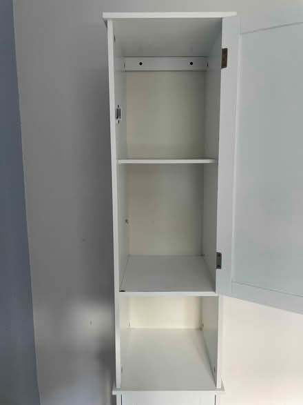 Photo of free Tall white bathroom cabinet (Mossley OL5) #3