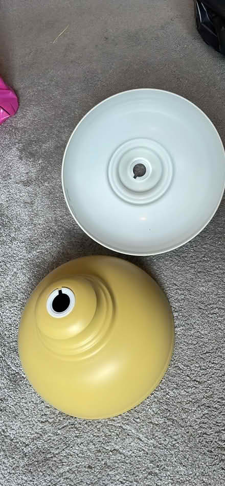 Photo of free Two yellow Dunelm metal lampshades (Hitchin) #2