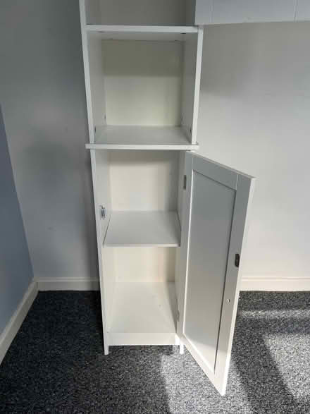 Photo of free Tall white bathroom cabinet (Mossley OL5) #2
