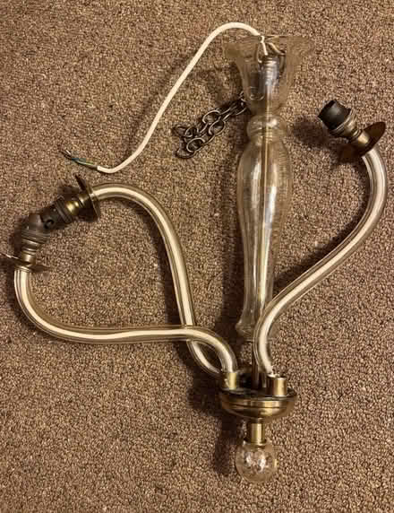 Photo of free Broken vintage glass & brass light fitting (Moseley B13) #2
