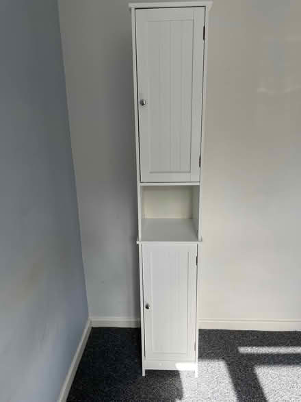 Photo of free Tall white bathroom cabinet (Mossley OL5) #1