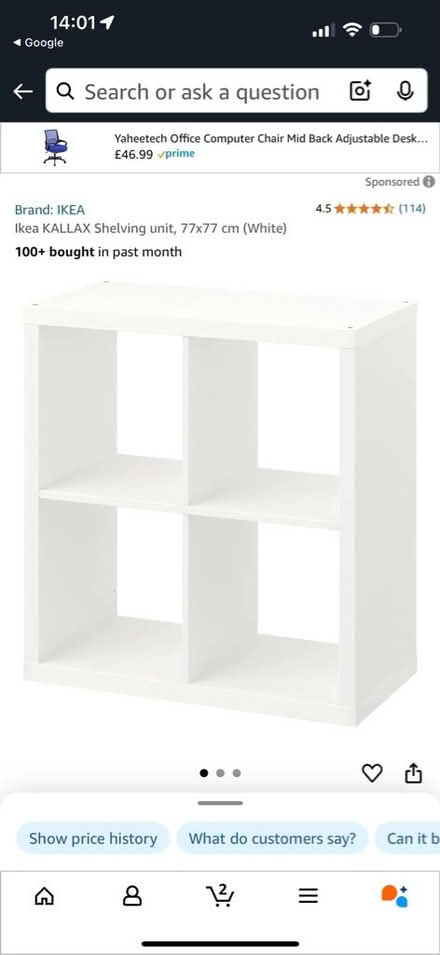 Photo of free IKEA kallax square storage unit in black (Elmers End BR3) #2