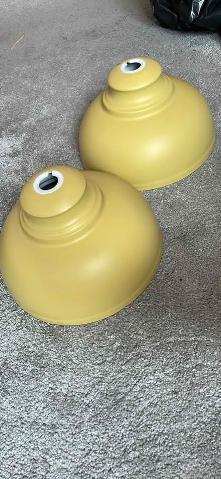 Photo of free Two yellow Dunelm metal lampshades (Hitchin) #1