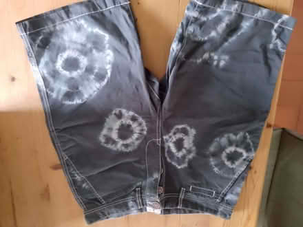 Photo of free Next 'tailored' thigh-length shorts in dark grey, tie-dyed (Bucknell SY7) #1