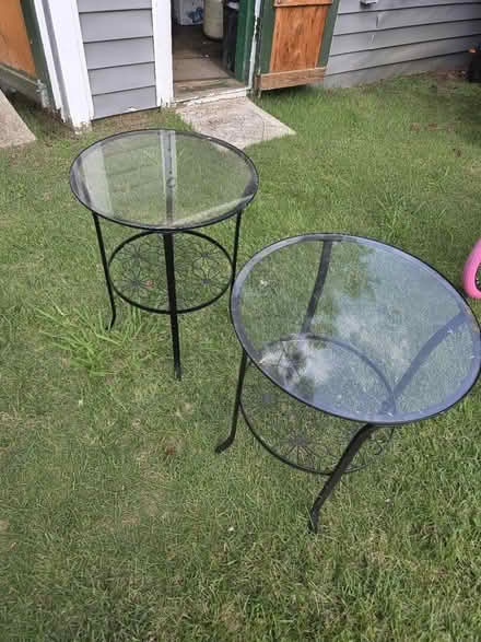 Photo of free 2 small glass metal tables (Lanham) #1
