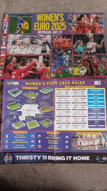 Photo of free 2 women's Euro 2025 Poster/results charts (Crownhill MK8) #1