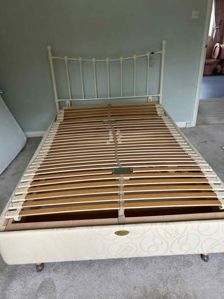 Photo of free 4’ 6” bed with mattress and iron head board (Bramhall SK7) #4