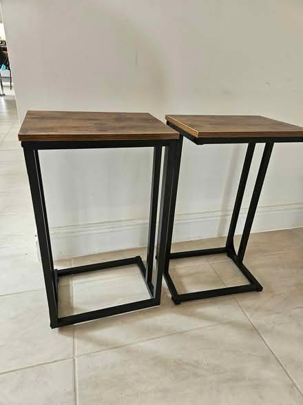 Photo of free 2 x side tables dark oak effect (Crag Bank, LA5) #1