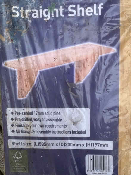 Photo of free New 200mm straight shelf & fixings (Gleneagles area, Wboro NN8) #1