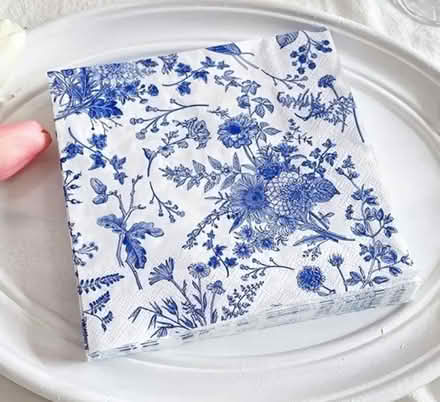 Photo of 2 blue and white disposable serviettes for craft for (West Oxfordshire OX28) #1