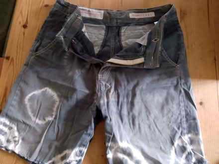 Photo of free Pair of tie-dyed 'cut-off' thigh-length shorts in dark grey (Bucknell SY7) #1