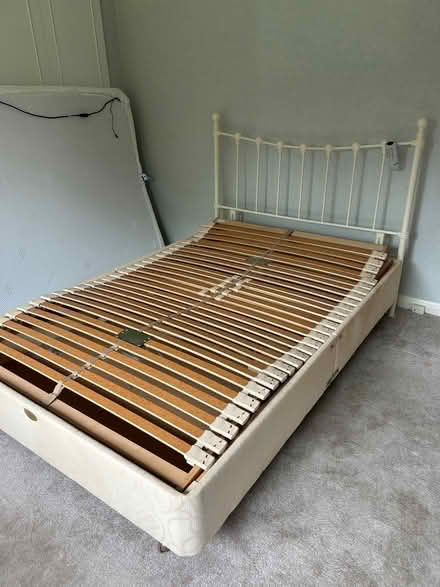 Photo of free 4’ 6” bed with mattress and iron head board (Bramhall SK7) #3