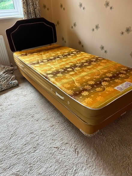 Photo of free 3 foot bed and mattress with brown velour headrest (Bramhall SK7) #2