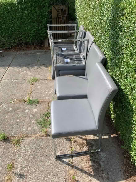 Photo of free 6 Grey faux leather dining chairs (Northwich CW8) #1