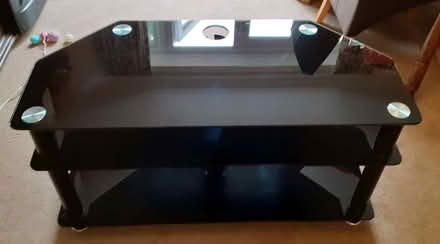 Photo of free Corner TV Stand - Black glass (Whitegrove RG42) #1