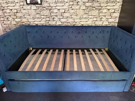 Photo of free Blue single trundle bed (Burham Rochester) #1
