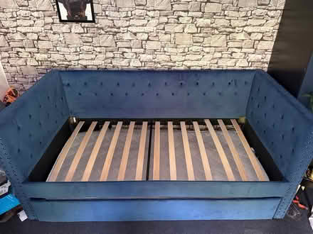 Photo of free Blue single trundle bed (Burham Rochester) #3