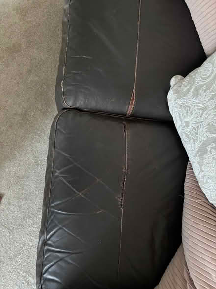 Photo of free 2 & 3 seater brown leather sofas (Canvey SS8) #2