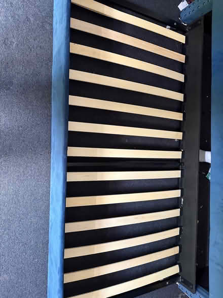 Photo of free Blue single trundle bed (Burham Rochester) #4