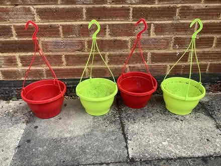 Photo of free 4 plastic Hanging Baskets (Grange Estate, Letchworth SG6) #1