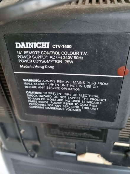 Photo of free 14" old TV Dainichi with Remote - powers up (HA0) #1