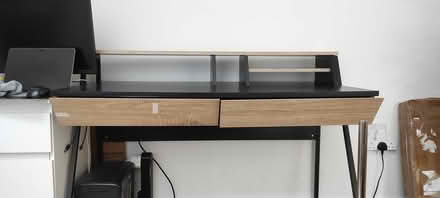Photo of free Large black and oak veneer desk (The Maltings CB4) #2