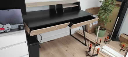 Photo of free Large black and oak veneer desk (The Maltings CB4) #1