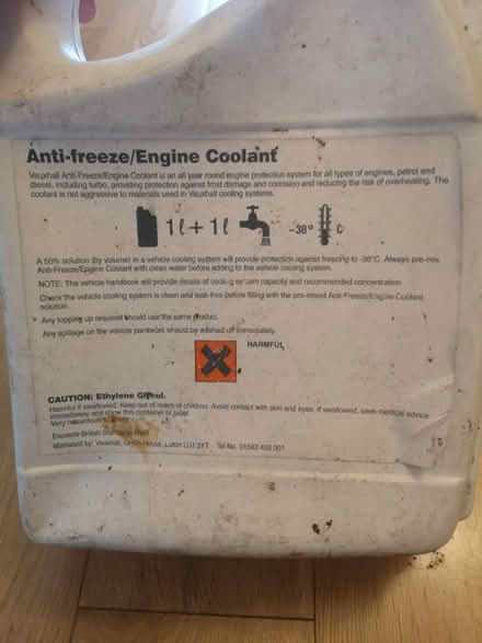 Photo of free Anti freeze/coolant (Streatham SW16) #2