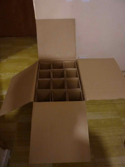 Photo of free Cardboard box with divisions for 12 bottles, 42 x 40 x 32cm (Purley CR8) #1