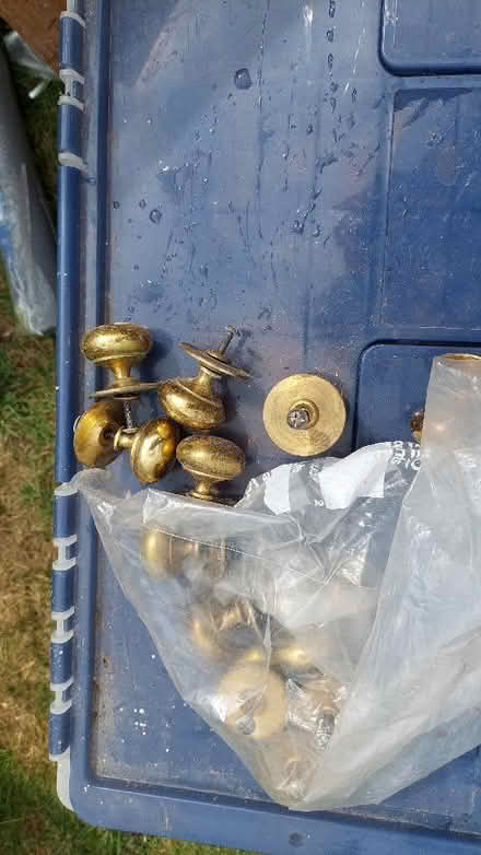 Photo of free 14 round brass handles - heavy (Swinford OX29) #1