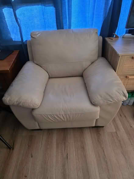 Photo of free Freedom beige leather arm chair (Campsie) #1