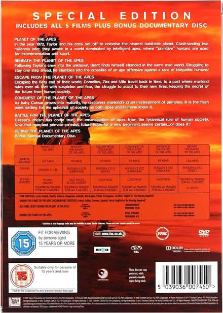 Photo of free Planet of the Apes Box Set of DVDs (Hastings TN37) #2