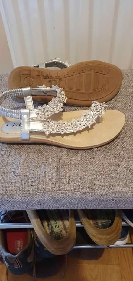 Photo of free Silver sandals size 4 (Godalming) #3