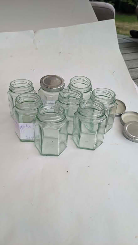 Photo of free 12 little glass screw top jars (Camberley GU15) #1