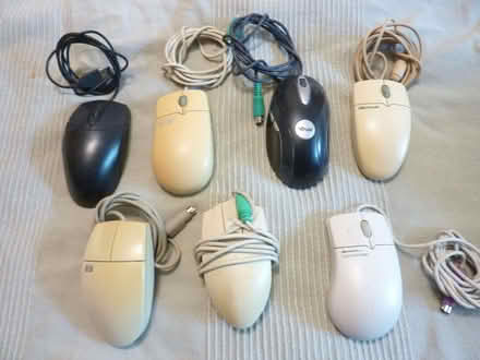 Photo of free 7 roller ball mice; 6 PS/2, 1 USB; 5 scroll wheel, 2 not. (Purley CR8) #1